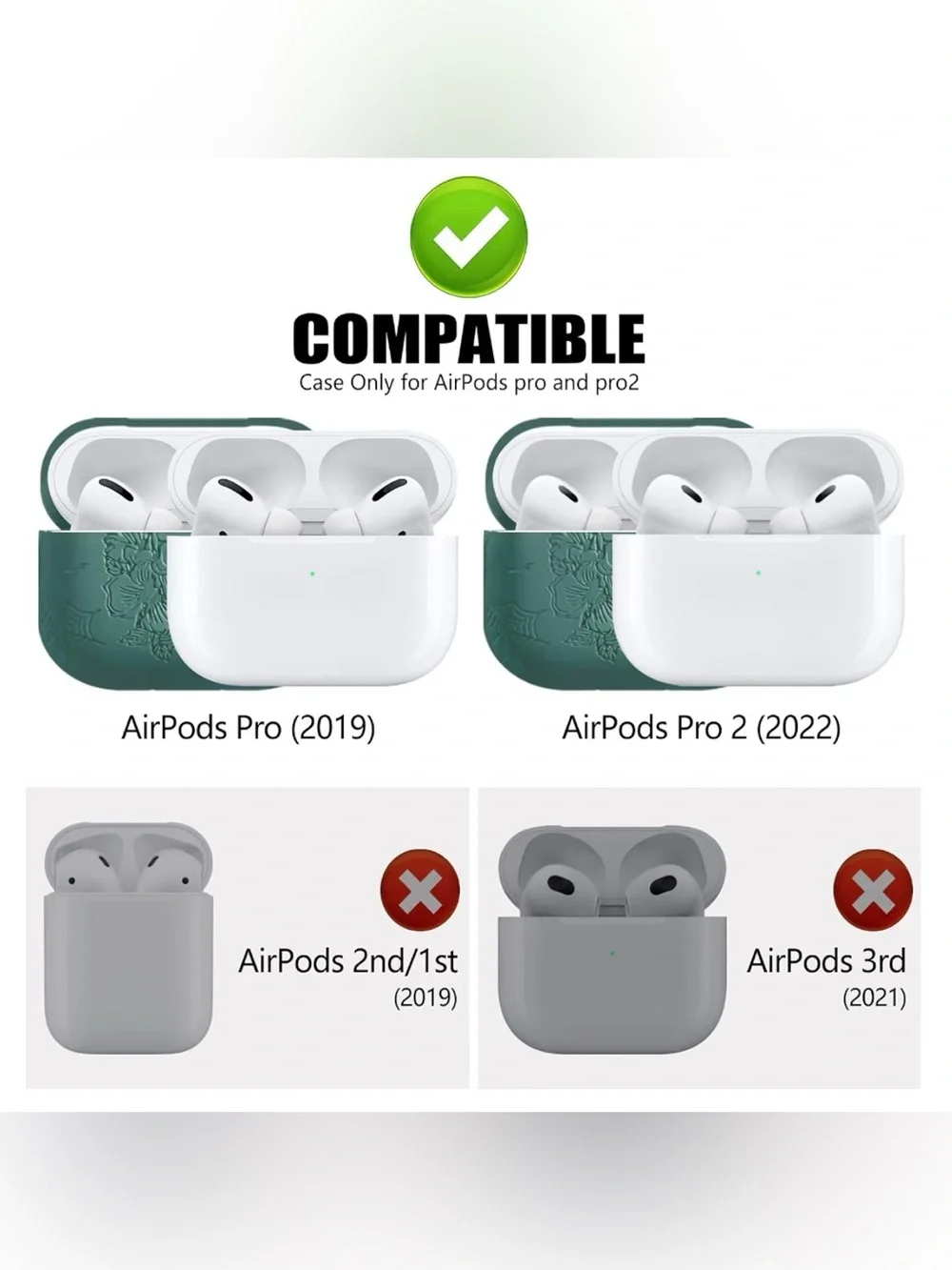 Apple AirPods Pro Silicone Case in Teal with Embossed Skull & Floral Design